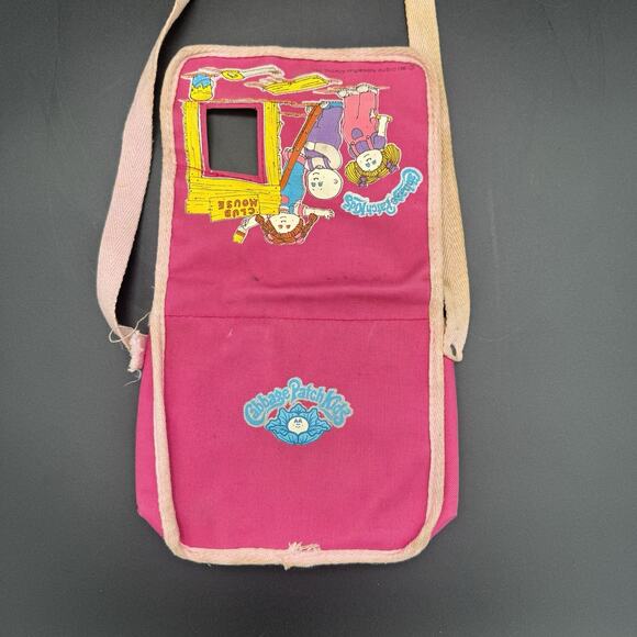 Vintage 1980s Cabbage Patch Kid Over Shoulder Kids Bag Pouch Multipocket Pink - Picture 5 of 6